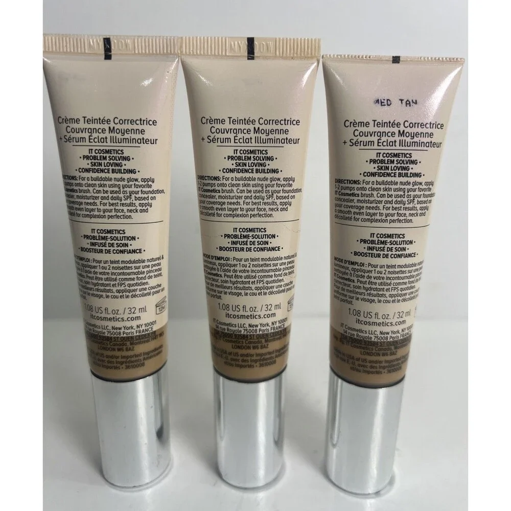 3~ It Cosmetics Your Skin but Better CC+ NUDE GLOW SPF40 MEDIUM TAN 1.08 oz. NNB